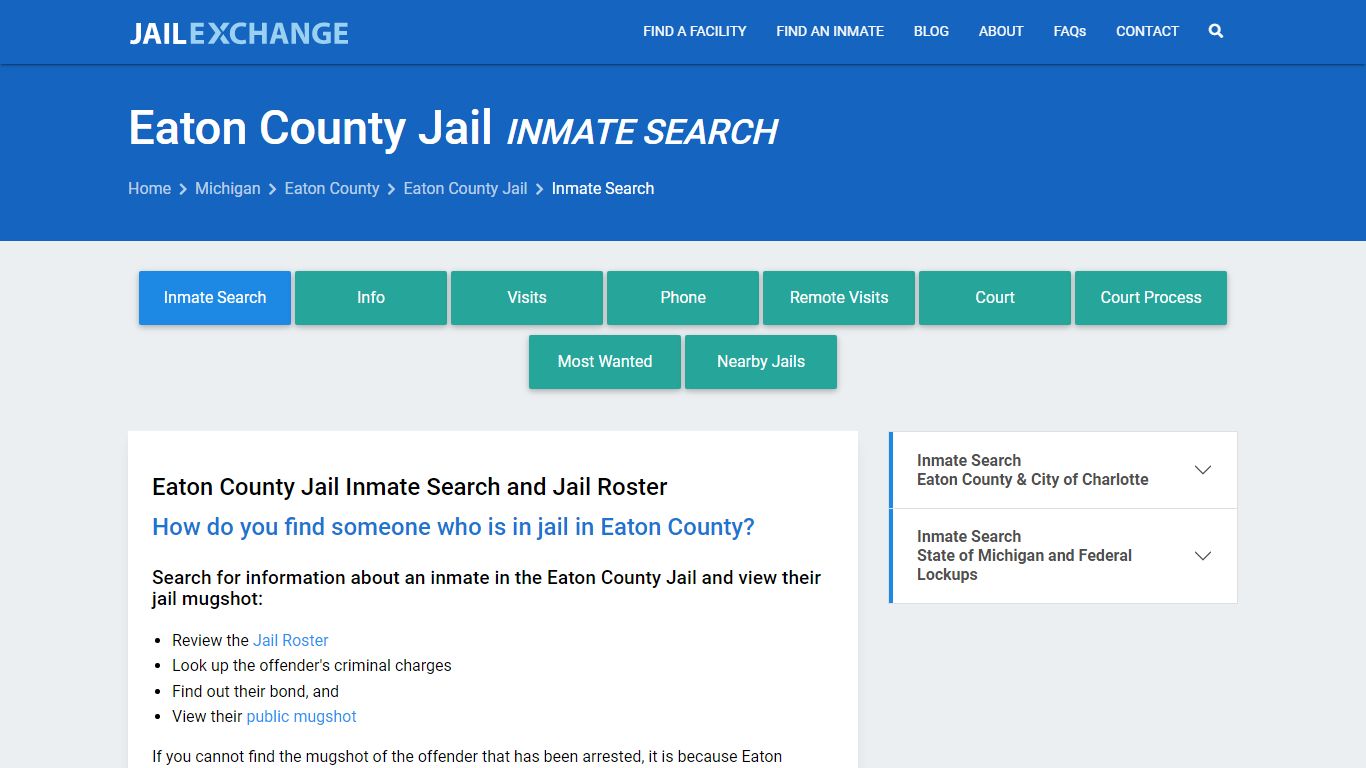 Inmate Search: Roster & Mugshots - Eaton County Jail, MI